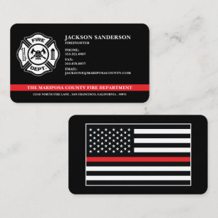 Carte De Visite Pompiers Pompiers Logo de la ligne rouge
