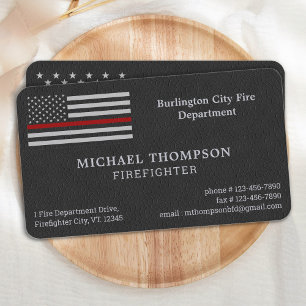 Carte De Visite Pompiers Service d'incendie Cuir mince Ligne rouge