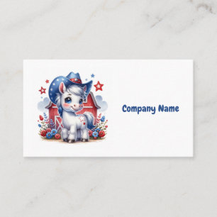 Carte De Visite Poney patriotique rouge, blanc et bleu