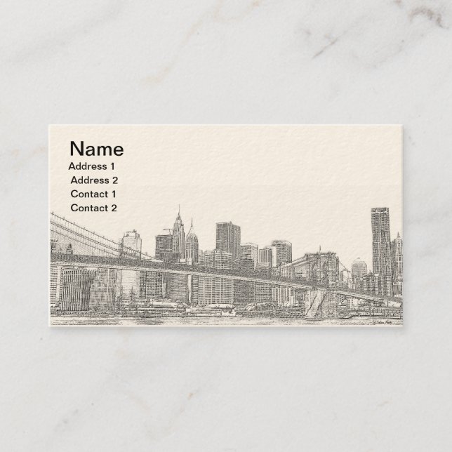 Carte De Visite Pont de Brooklyn et horizon de Manhattan (Devant)