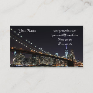 Carte De Visite Pont de Brooklyn la nuit, New York City