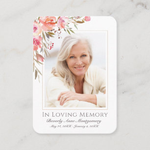 Carte De Visite Pont rose Floral Olive Photo Funeral Card