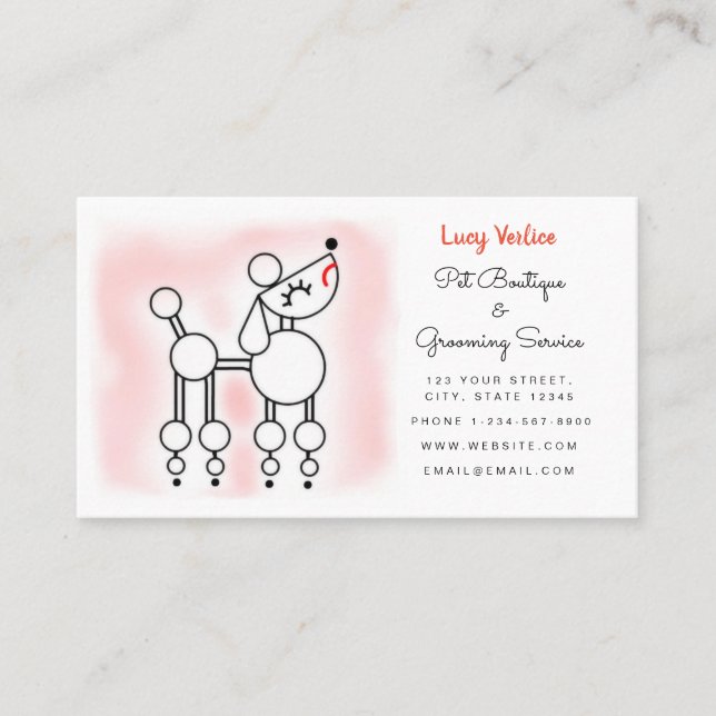 Carte De Visite Poodé Parlor Animaux de compagnie Grooming Boutiqu (Devant)