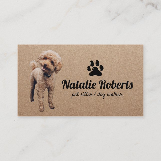 Carte De Visite Poodle de chien de poète marcheur mignon Poodé Rus (Devant)