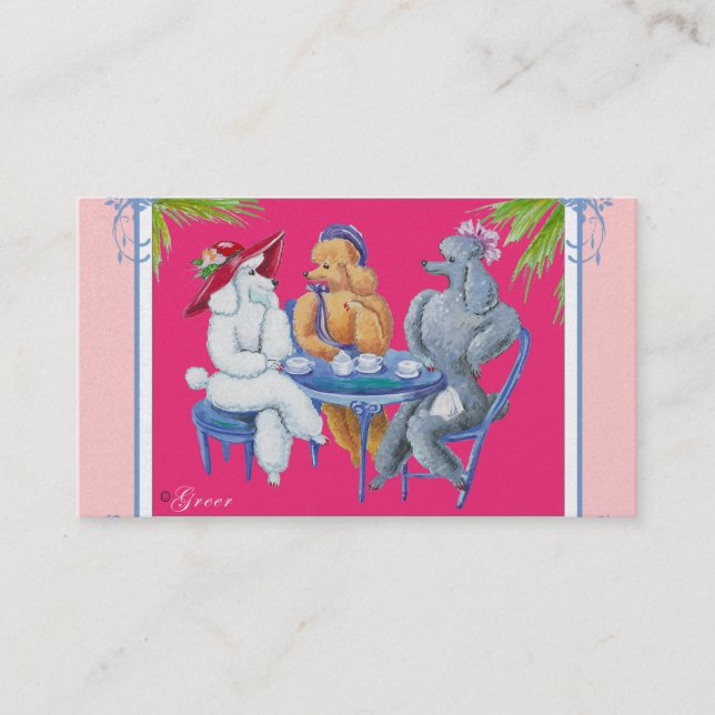 Carte De Visite Poodle Tea Party (Devant)