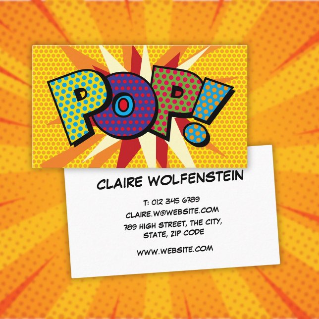 Carte De Visite POP Fun Retro Comic Book (POP Fun Modern Colorful Comic Book Business Card)
