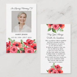 Carte De Visite Poppy Memorial Photo Funeral Prayer Card