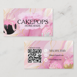 Carte De Visite Pops de gâteau Boulangerie Traités Rose