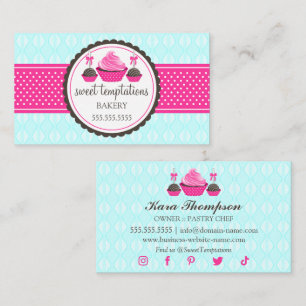 Carte De Visite Pops de gâteaux et Cupcake Aqua Rose
