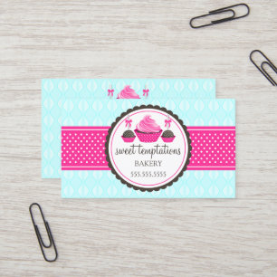 Carte De Visite Pops de gâteaux et Cupcake Aqua Rose