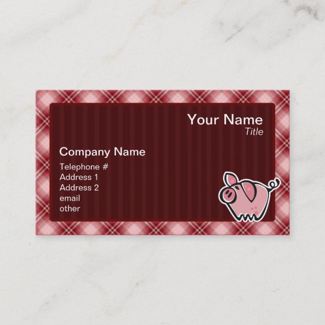 Carte De Visite Porc rouge de plaid (Devant)
