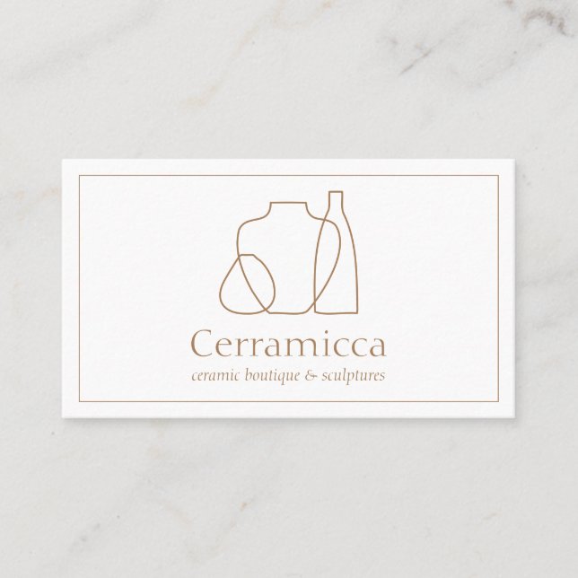 Carte De Visite Porcelaine Brown artisanale Sculpture Vase céramiq (Devant)