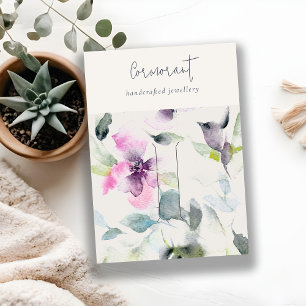 Carte De Visite Porte-cheveux rose mauve souple à script floral