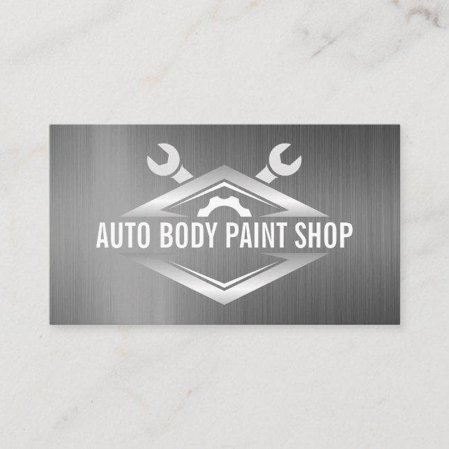 Carte De Visite Porte-clés | Arrière - plan métallique (Devant)