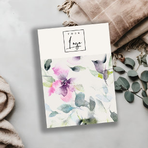 Carte De Visite Porte-collier de logo rose rose pâle souple