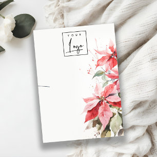 Carte De Visite Porte-collier de logo rouge Poinsettia Florals