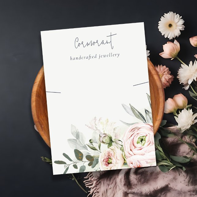 Carte De Visite Porte-collier floral rose rose pâle doux (Créateur téléchargé)