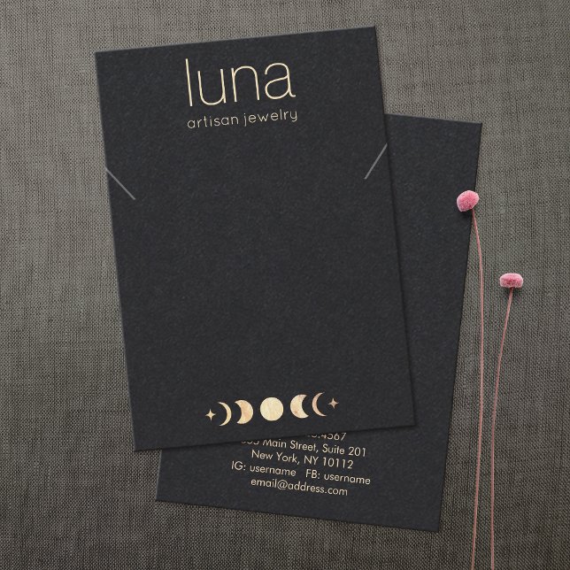 Carte De Visite Porte-écran de collier Zodiac Phase Gold Lune (Créateur téléchargé)