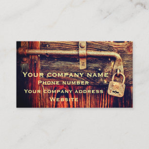 Carte De Visite Porte en bois rustique avec serrure en laiton anti