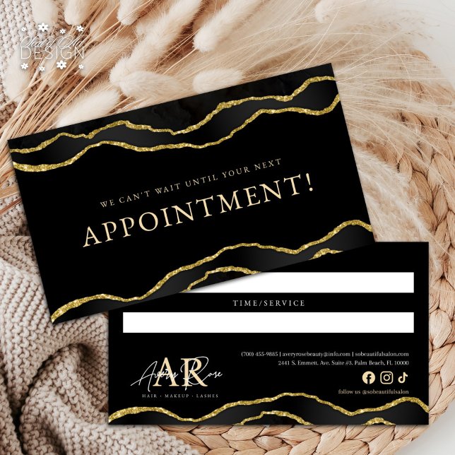 Carte De Visite Porte en marbre noir et or Beauté Rendez-vous (Créateur téléchargé)