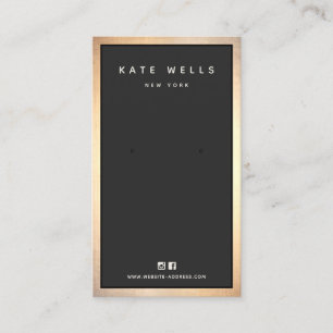Carte De Visite Porte-oreille à bordure en or noir moderne