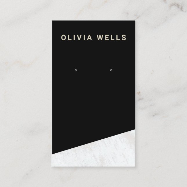 Carte De Visite Porte-oreille en bois blanc BlacK (Devant)