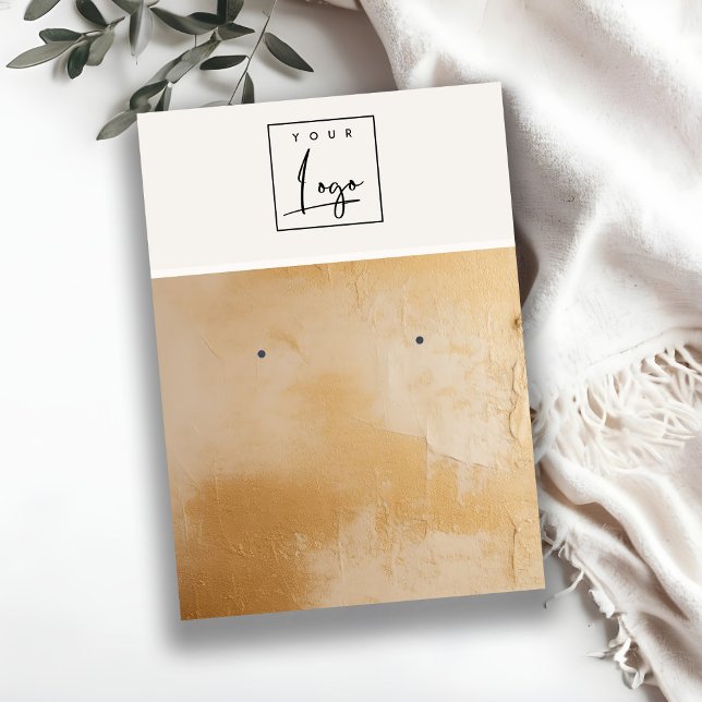 Carte De Visite Porte-oreille Logo Peinture à l'huile d'or beige (Créateur téléchargé)