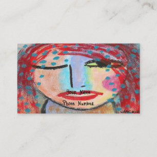 Carte De Visite Portrait Abstrait de la tête rouge d'une femme