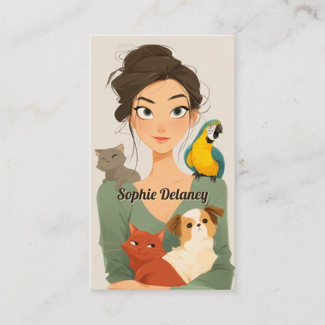 Carte De Visite Portrait cosy de Pet Lover (Devant)