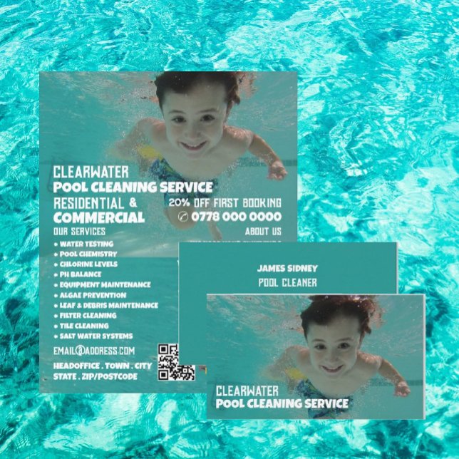 Carte De Visite Portrait de baignade pour enfants, Nettoyeur de pi (Créateur téléchargé)
