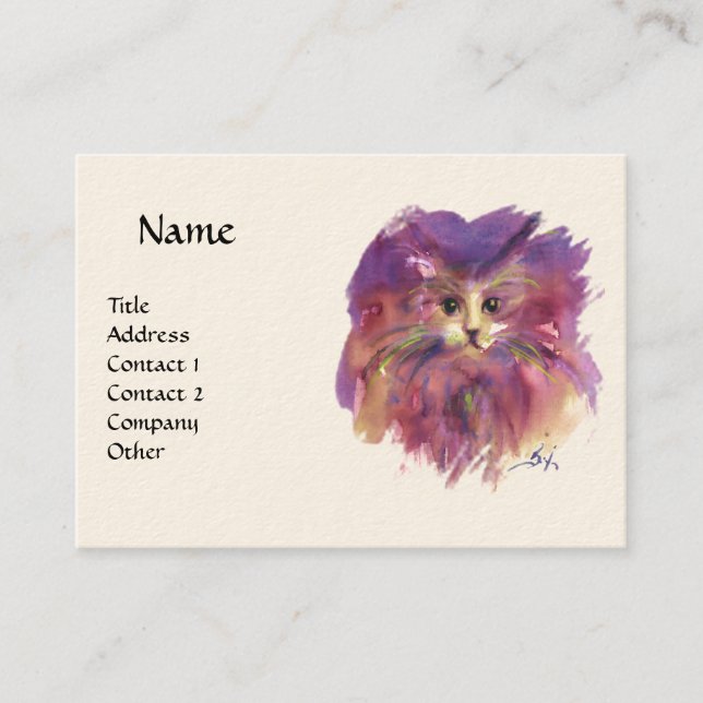 Carte De Visite PORTRAIT DE CHAT, blanc (Devant)