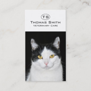 Carte De Visite Portrait de chat noir et blanc