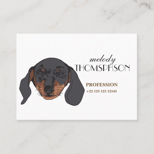 Carte De Visite Portrait de Cute Dachshund (Devant)