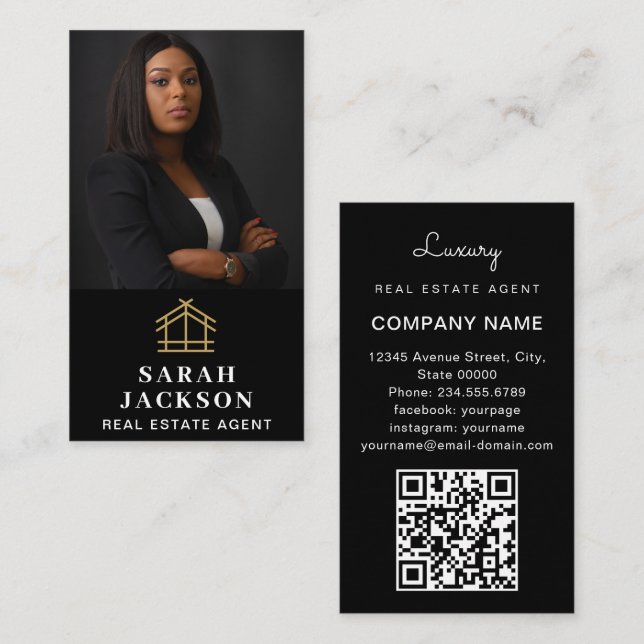 Carte De Visite Portrait & Logo photo professionnel moderne (Devant / Derrière)