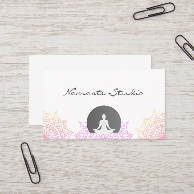 Carte De Visite Pose assise Namaste Yoga (Devant/Arrière en situation)