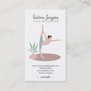 Carte De Visite Pose boho de l'instructeur de yoga spirituel rose