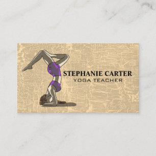 Carte De Visite Pose de yoga   Gris texturé