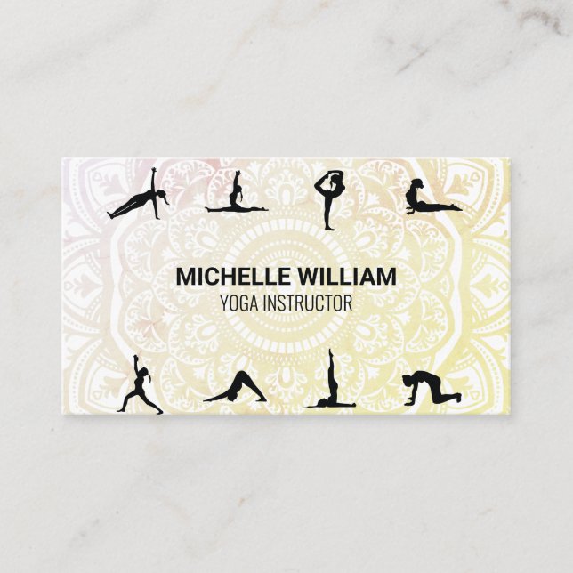 Carte De Visite Poses de yoga | Motif Mandala (Devant)