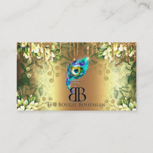 Carte De Visite Posh Bougie Glittery Bohemian Blue Florals Drives