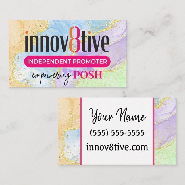 Carte de visite Posh en or argenté8tive (Devant / Derrière)