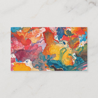 Carte De Visite Poster Abstrait Colorful Spilled Paint