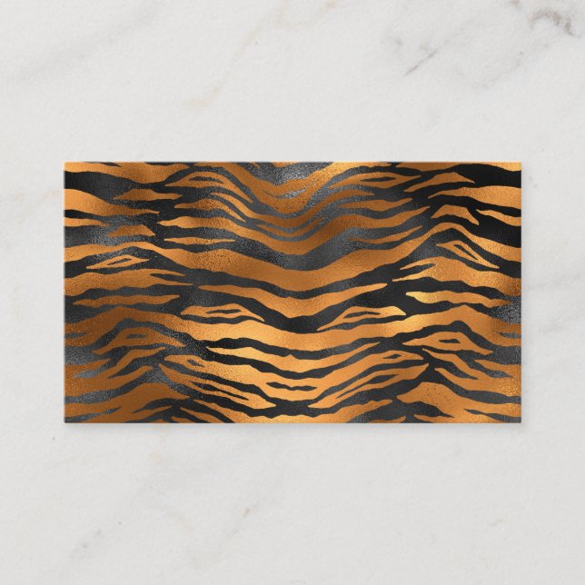 Carte De Visite Poster de animal de rayures de tigre Brown noir gl (Devant)