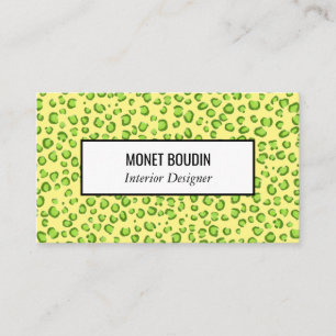 Carte De Visite Poster de animal moderne Leopard Green Gold person