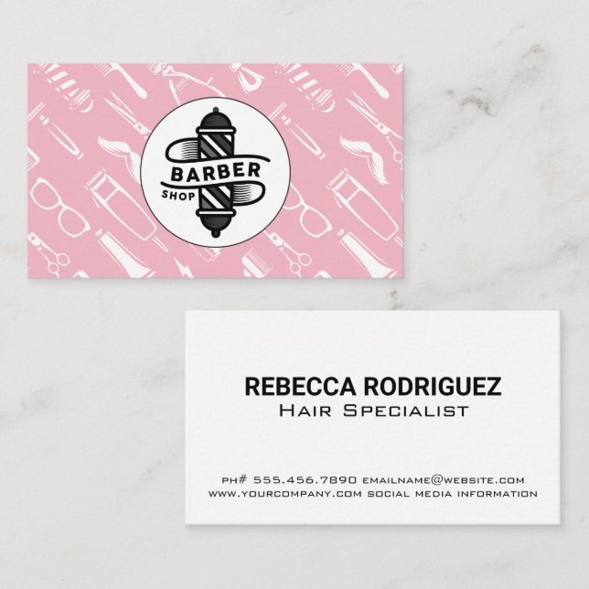 Carte De Visite Poteau en barbier | Accessoires de coupe de cheveu (Devant / Derrière)