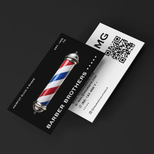 Carte De Visite Poteau en barbier classique moderne Barbier noir