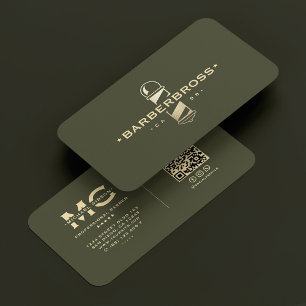 Carte De Visite Poteau en coiffure moderne Barbershop Army Green G