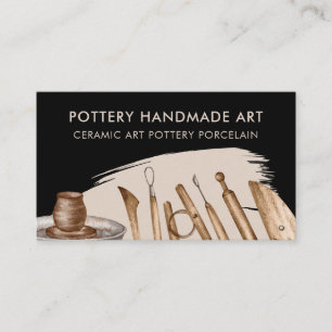 Carte De Visite Poterie en argile céramique beige noir