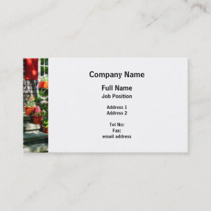 Carte De Visite Pots à fleurs et navettes rouges