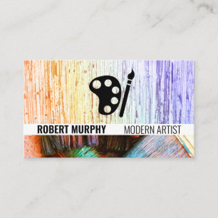 Carte De Visite Pots de peinture et brosses Texture artistique