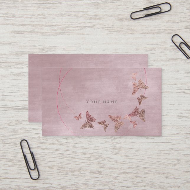 Carte De Visite Poudre Blush Velvet Ballet rose Papillon Vip (Devant/Arrière en situation)
